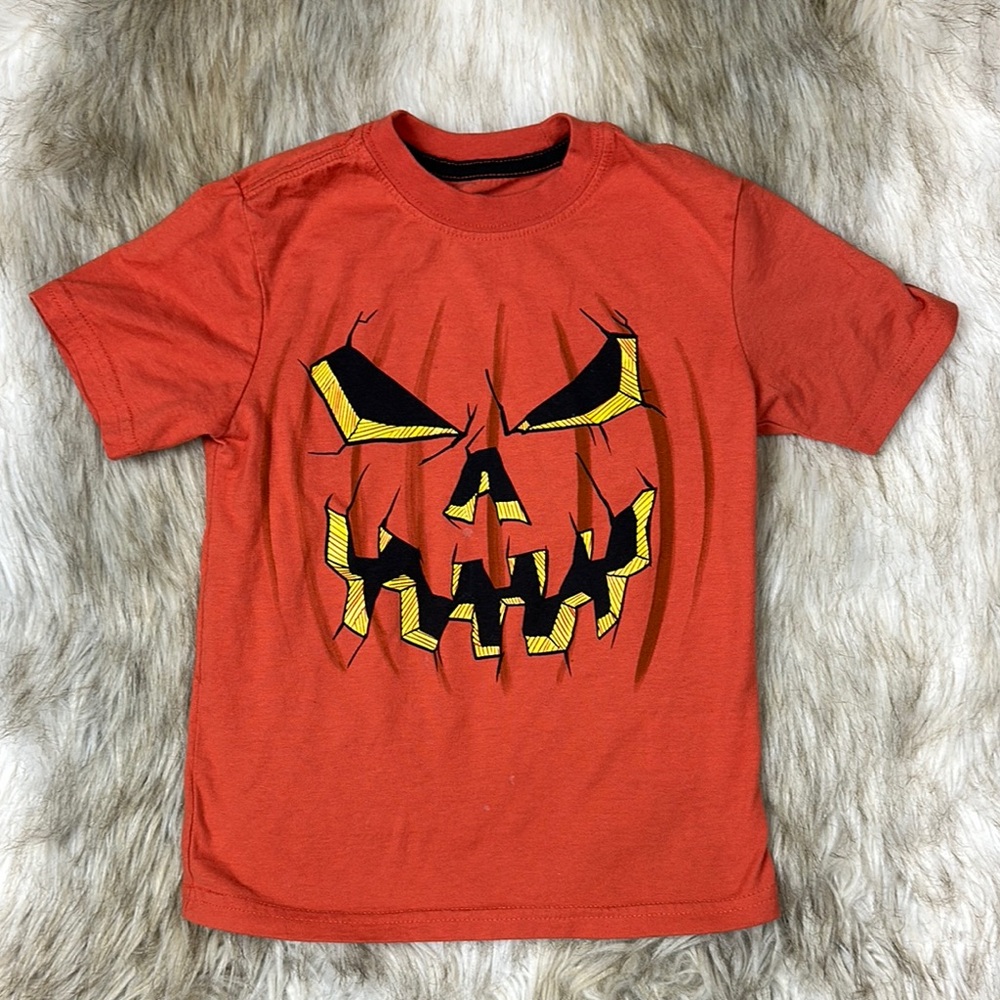 Celebrate Halloween Pumpkin Face T-Shirt Orange Kids XS 4/5